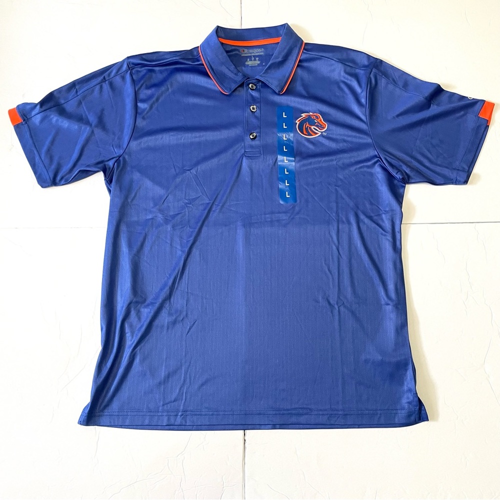 Champion Mens BRONCOS Polo Shirt Size L Blue Athletic Wear Sports